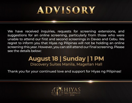 No Screening Extension. No Online Screening!